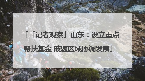 「记者观察」山东：设立重点帮扶基金 破题区域协调发展