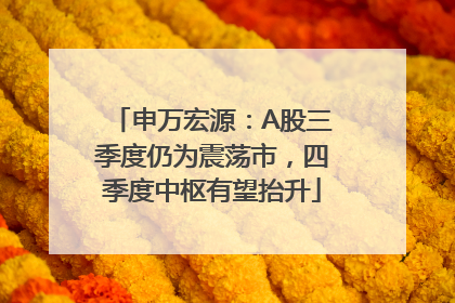 申万宏源：A股三季度仍为震荡市，四季度中枢有望抬升
