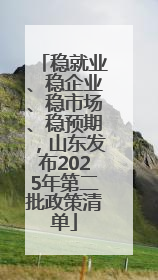 稳就业、稳企业、稳市场、稳预期，山东发布2025年第二批政策清单