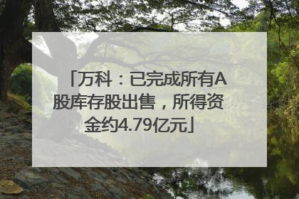 万科：已完成所有A股库存股出售，所得资金约4.79亿元
