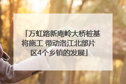 万虹路新庵岭大桥桩基将施工 带动洛江北部片区4个乡镇的发展