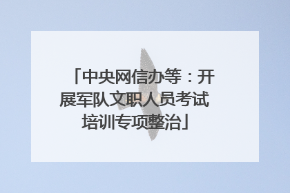 中央网信办等：开展军队文职人员考试培训专项整治
