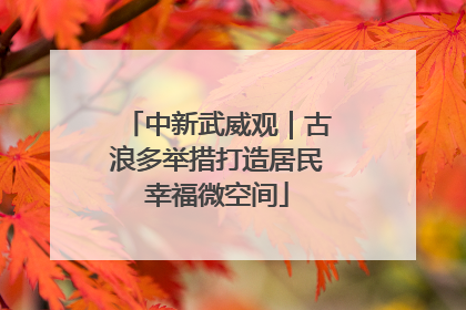 中新武威观｜古浪多举措打造居民幸福微空间