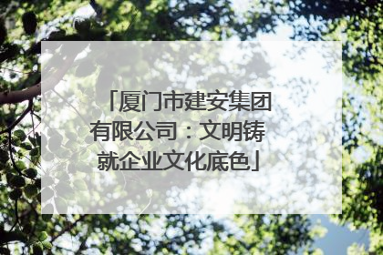 厦门市建安集团有限公司：文明铸就企业文化底色