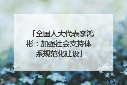 全国人大代表李鸿彬：加强社会支持体系规范化建设