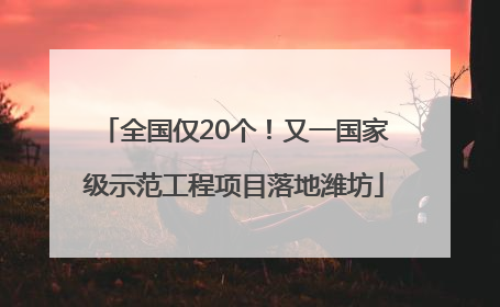全国仅20个！又一国家级示范工程项目落地潍坊