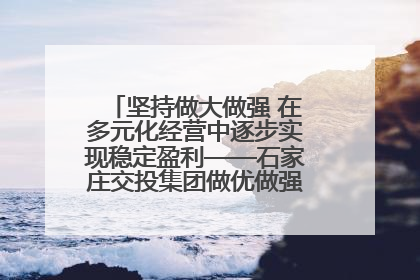 坚持做大做强 在多元化经营中逐步实现稳定盈利——石家庄交投集团做优做强典型报道之三