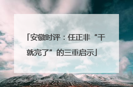 安徽时评：任正非“干就完了”的三重启示