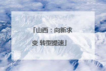 山西：向新求变 转型提速