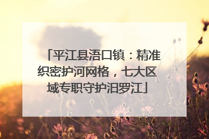 平江县浯口镇：精准织密护河网格，七大区域专职守护汨罗江