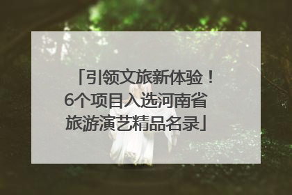 引领文旅新体验！6个项目入选河南省旅游演艺精品名录