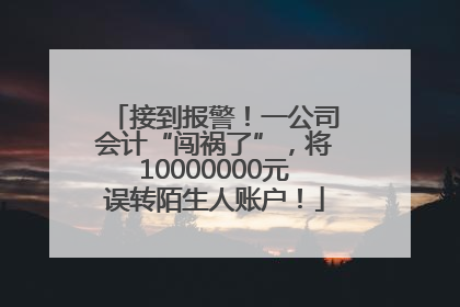 接到报警！一公司会计“闯祸了”，将10000000元误转陌生人账户！