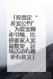 投票定“养宠公约”、为爱宠做牵引绳、比拼谁家人宠最默契，这场活动有趣更有意义