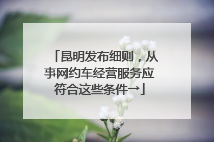 昆明发布细则，从事网约车经营服务应符合这些条件→