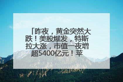 昨夜，黄金突然大跌！美股爆发，特斯拉大涨，市值一夜增超5400亿元！苹果传来大消息