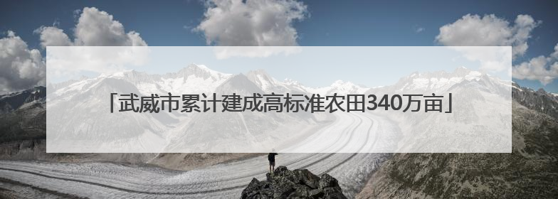武威市累计建成高标准农田340万亩