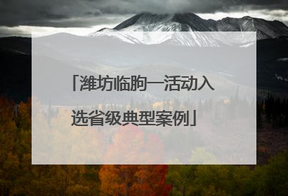 潍坊临朐一活动入选省级典型案例