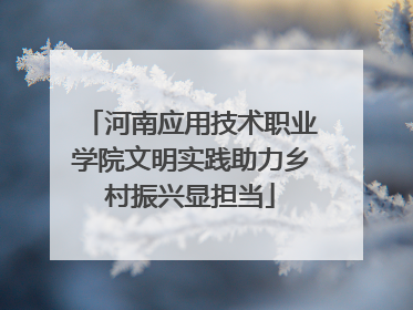河南应用技术职业学院文明实践助力乡村振兴显担当