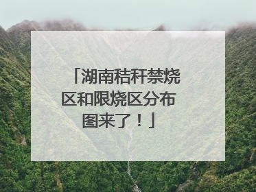 湖南秸秆禁烧区和限烧区分布图来了！