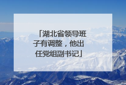 湖北省领导班子有调整，他出任党组副书记