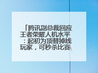 腾讯副总裁回应王者荣耀人机水平：起初为顶替掉线玩家，可秒杀比赛级玩家