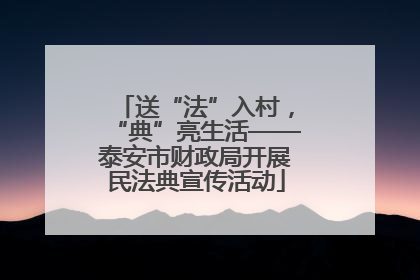 送“法”入村，“典”亮生活——泰安市财政局开展民法典宣传活动