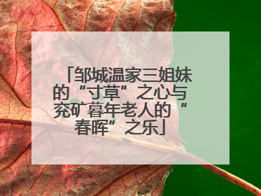 邹城温家三姐妹的“寸草”之心与兖矿暮年老人的“春晖”之乐