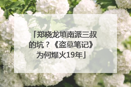 郑晓龙填南派三叔的坑？《盗墓笔记》为何爆火19年