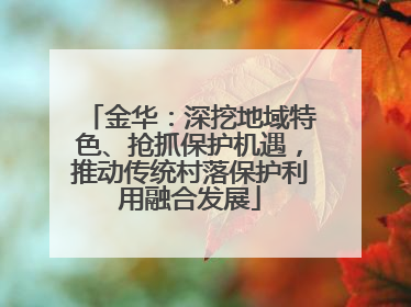 金华：深挖地域特色、抢抓保护机遇，推动传统村落保护利用融合发展