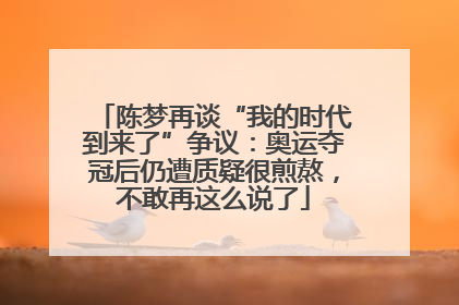 陈梦再谈“我的时代到来了”争议：奥运夺冠后仍遭质疑很煎熬，不敢再这么说了