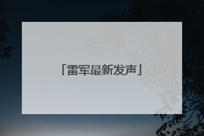 雷军最新发声