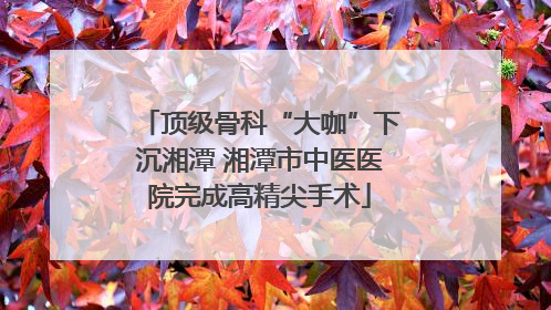 顶级骨科“大咖”下沉湘潭 湘潭市中医医院完成高精尖手术