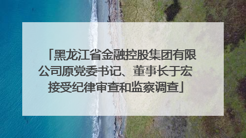 黑龙江省金融控股集团有限公司原党委书记、董事长于宏接受纪律审查和监察调查