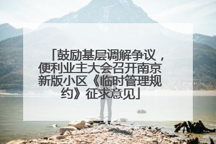 鼓励基层调解争议，便利业主大会召开南京新版小区《临时管理规约》征求意见
