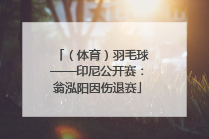 （体育）羽毛球——印尼公开赛：翁泓阳因伤退赛