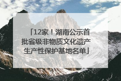 12家！湖南公示首批省级非物质文化遗产生产性保护基地名单