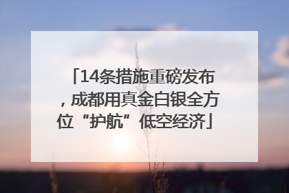 14条措施重磅发布，成都用真金白银全方位“护航”低空经济