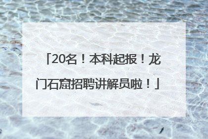 20名！本科起报！龙门石窟招聘讲解员啦！